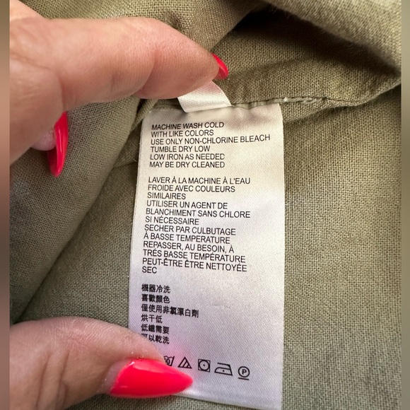 Anthropology sz LG olive utility jacket zip front pockets quilted coat sz LG - Picture 12 of 12